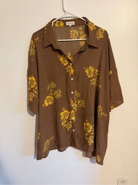 Roolee Sunflower Print Button Down Shirt